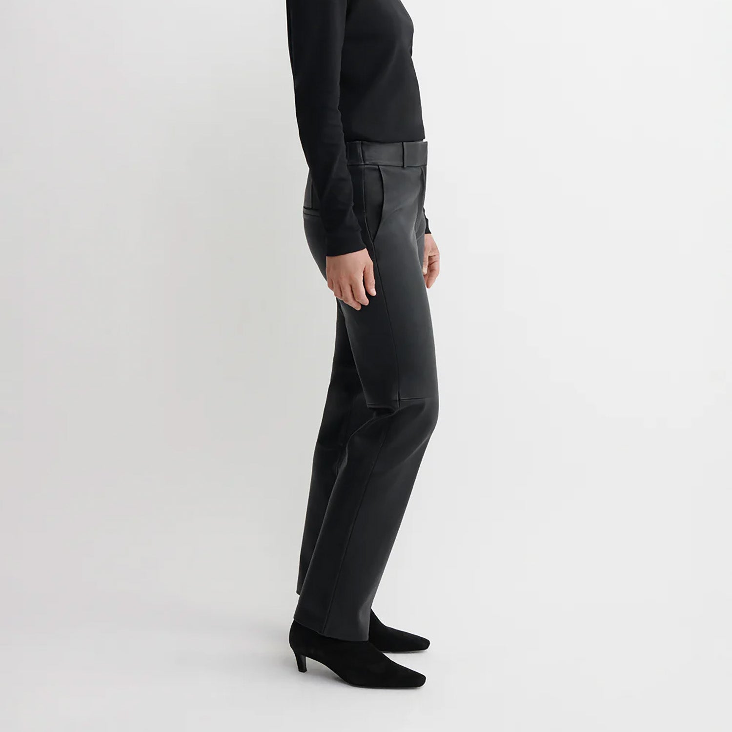 Jenna Stretch Leather Trousers in Black