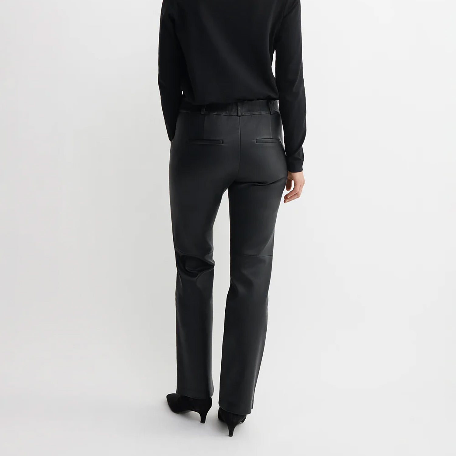Jenna Stretch Leather Trousers in Black