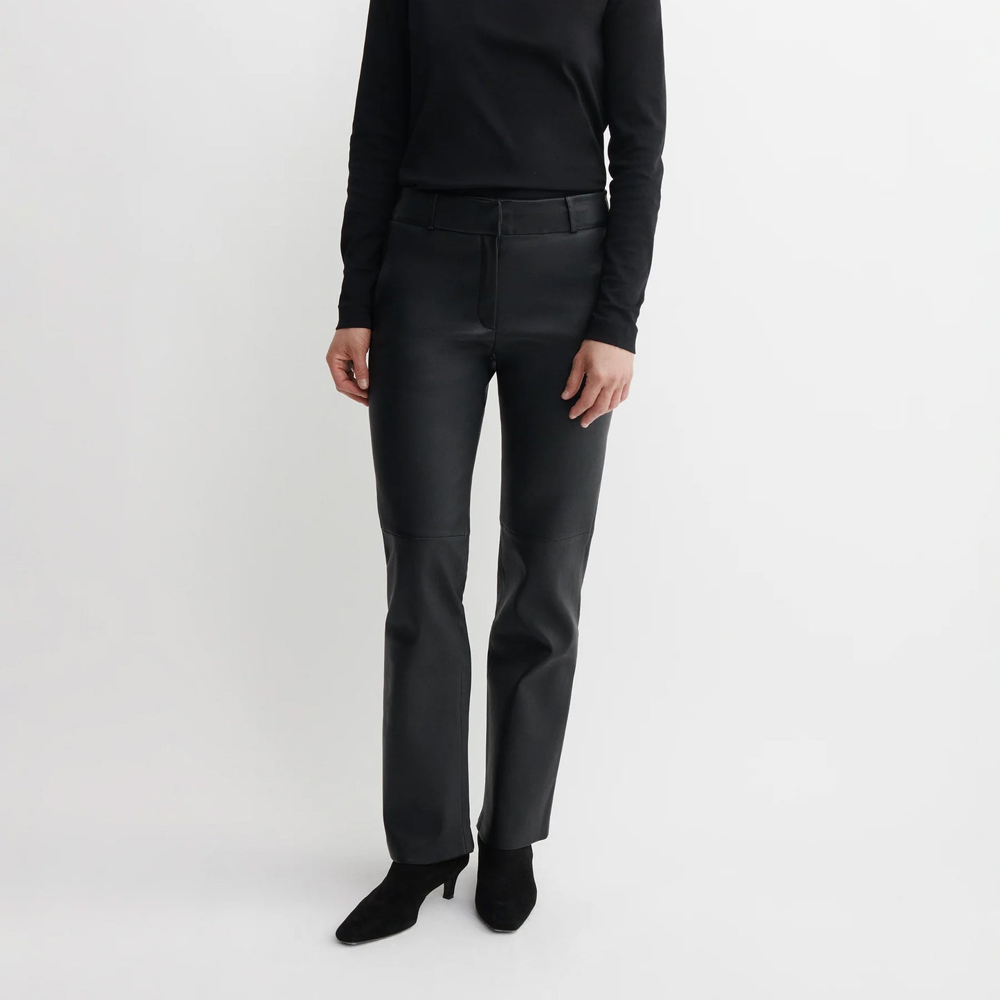 Jenna Stretch Leather Trousers in Black
