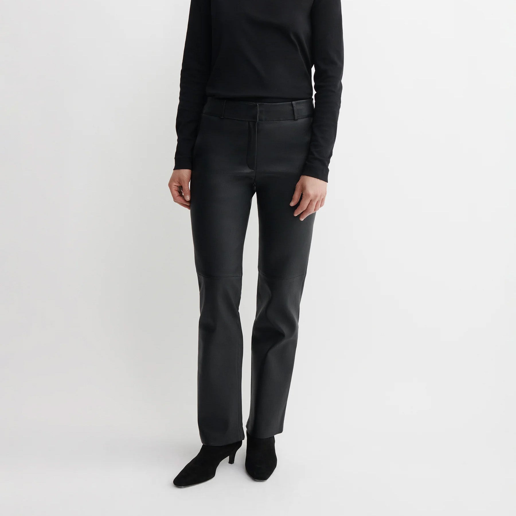 Jenna Stretch Leather Trousers in Black