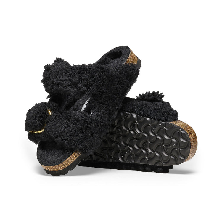 Arizona Big Buckle in Black Teddy Shearling