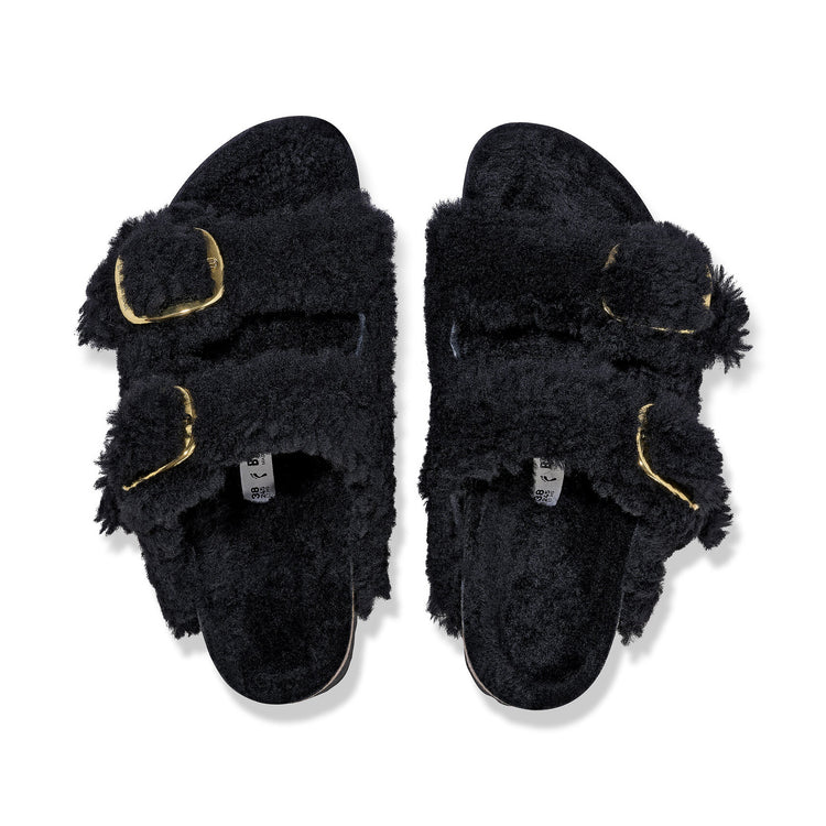 Arizona Big Buckle in Black Teddy Shearling