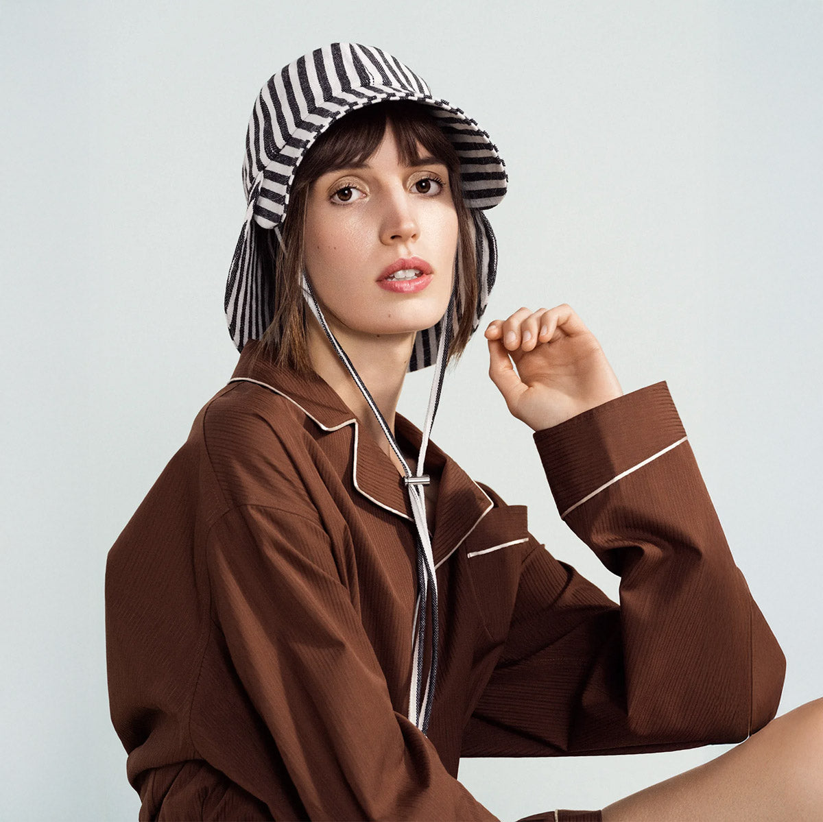 Tulip Bucket Hat in Black Stripe