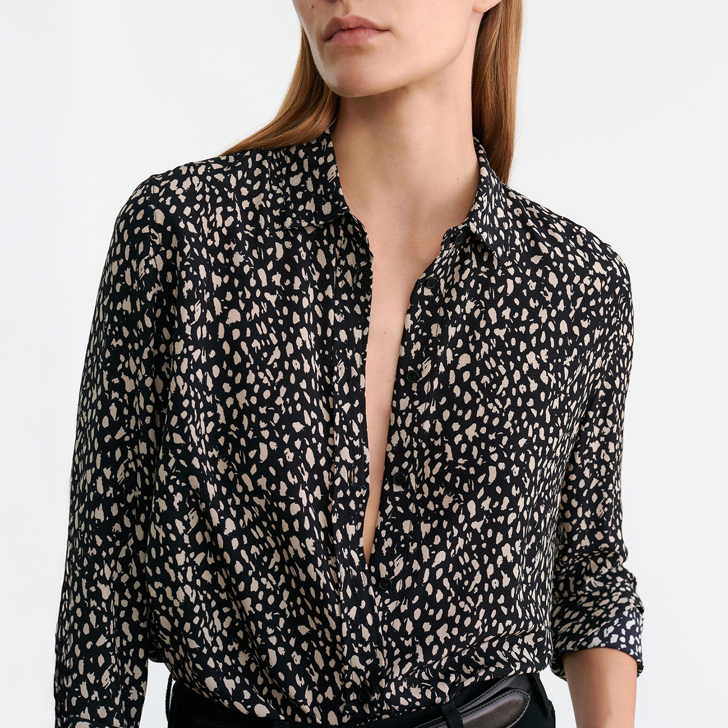 Gaia Slim Shirt in Black Cheetah