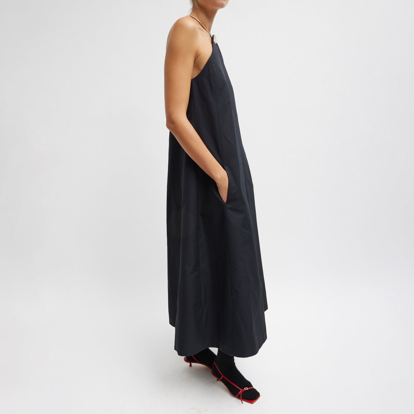 Lavalliere Halter Dress in Black