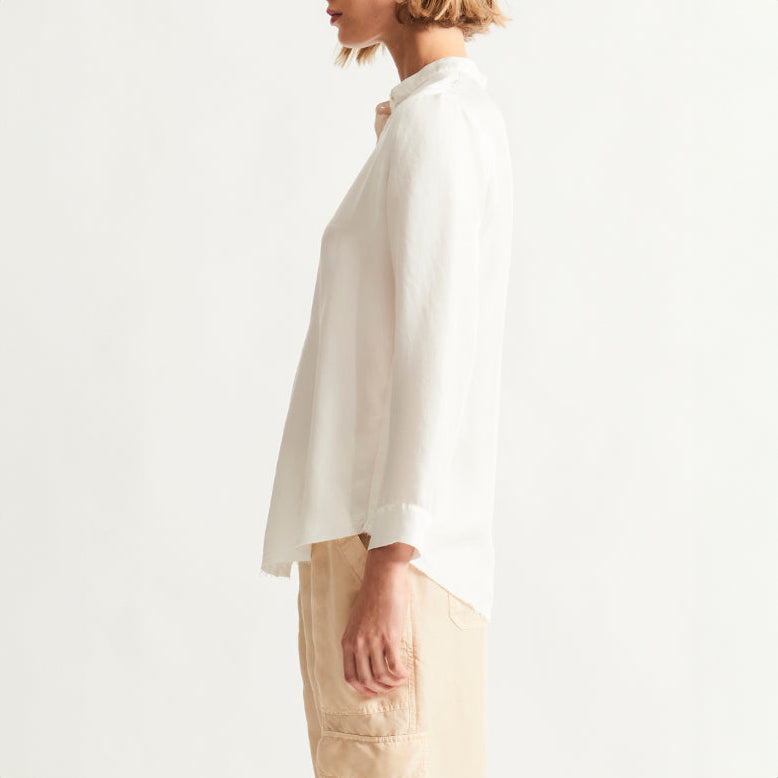 Perfect Henley Blouse in Washed White