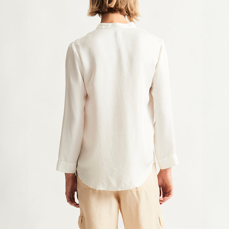 Perfect Henley Blouse in Washed White