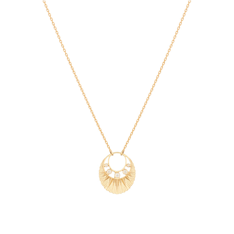 Crescent Moon Necklace with Five Diamonds