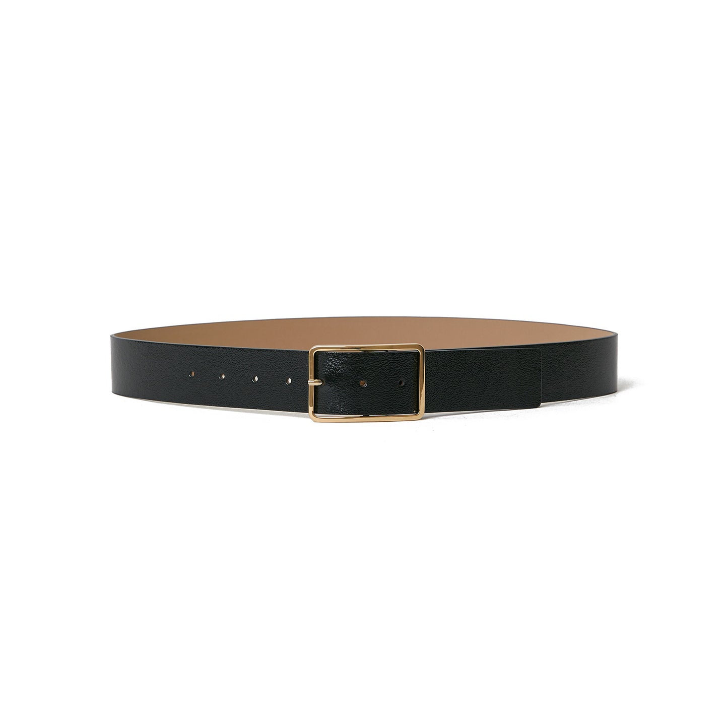 Milla Gloss Leather Belt in Black