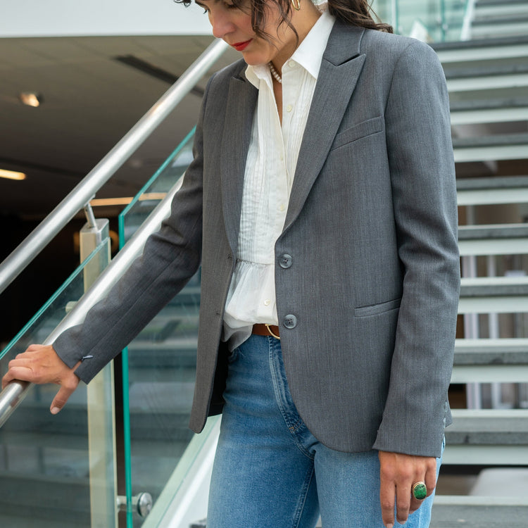 Boyfriend Blazer with Zippers in Charcoal
