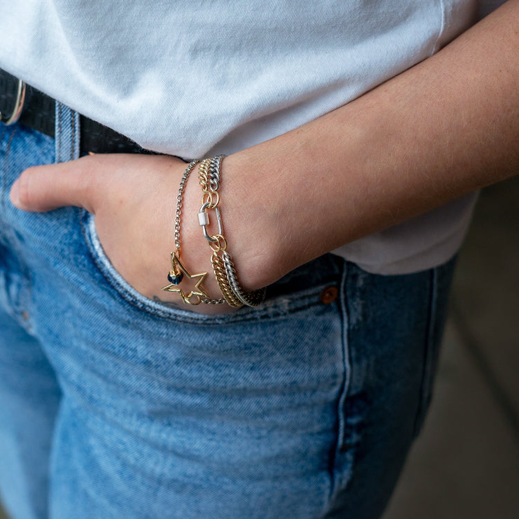 Star Lock with Blue Sapphire Baguettes