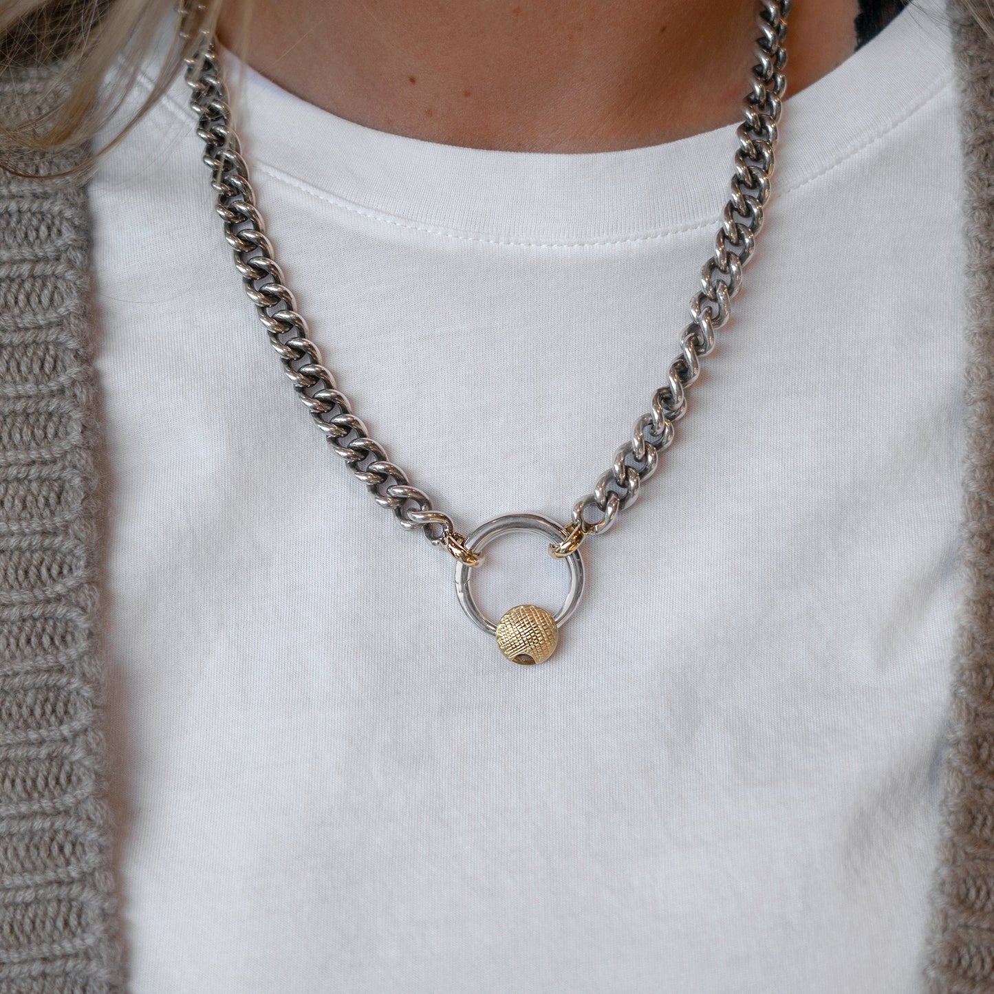 Mini Mega Curb Chain in Silver & Gold