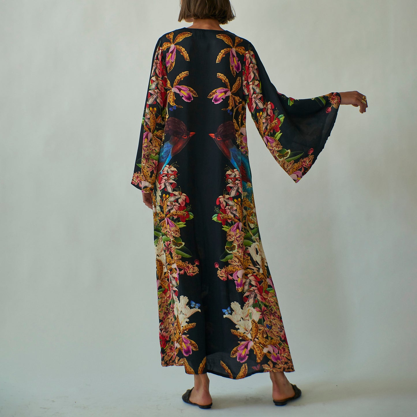 Lena Kaftan in Black Divine Birds