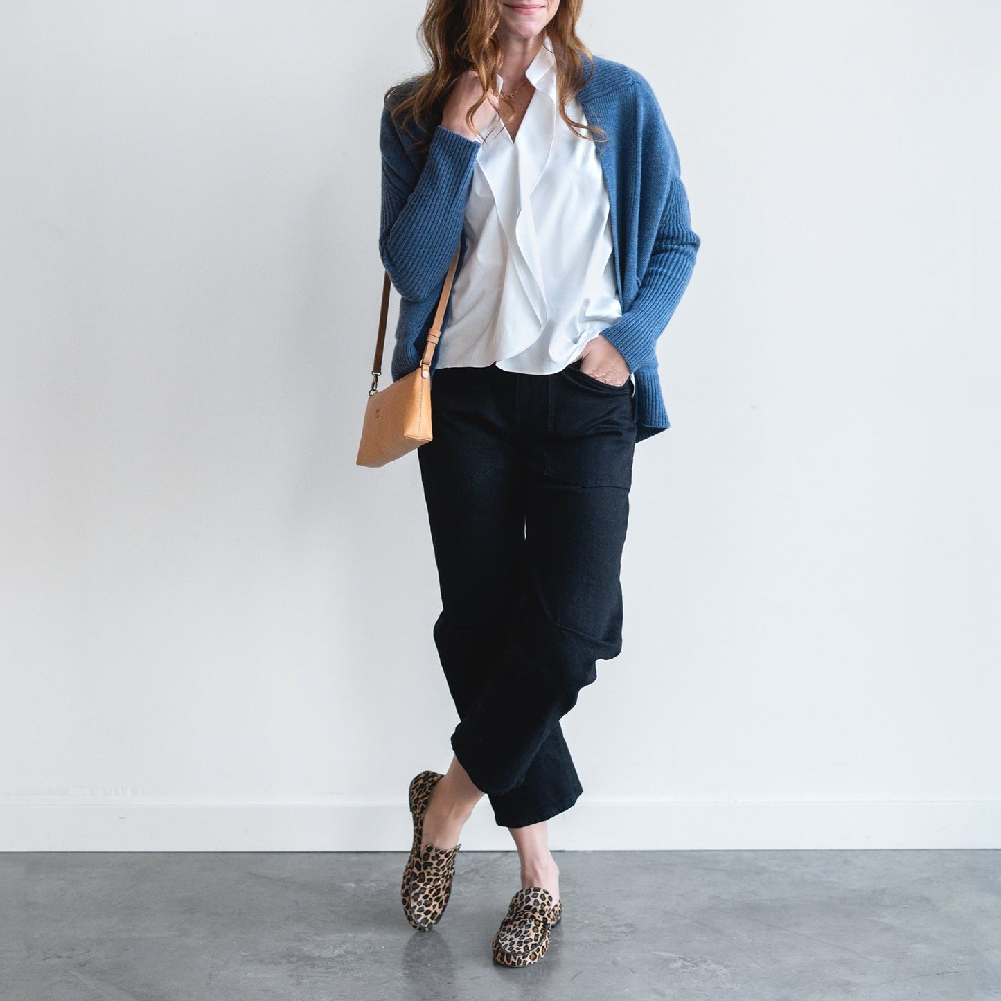 Orli Open Cardigan in Melange Blue