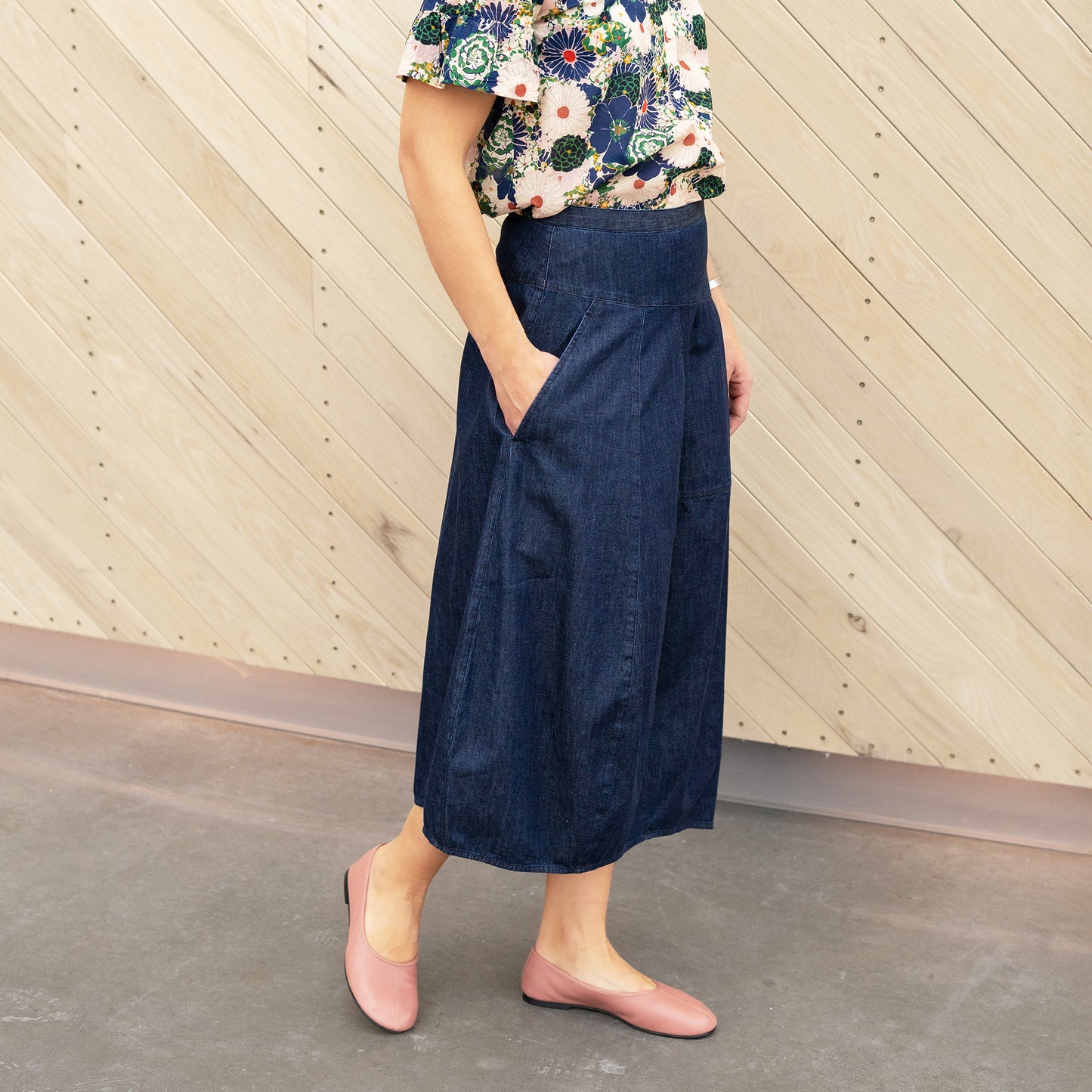 Asymmetrical Balloon Skirt in Indigo
