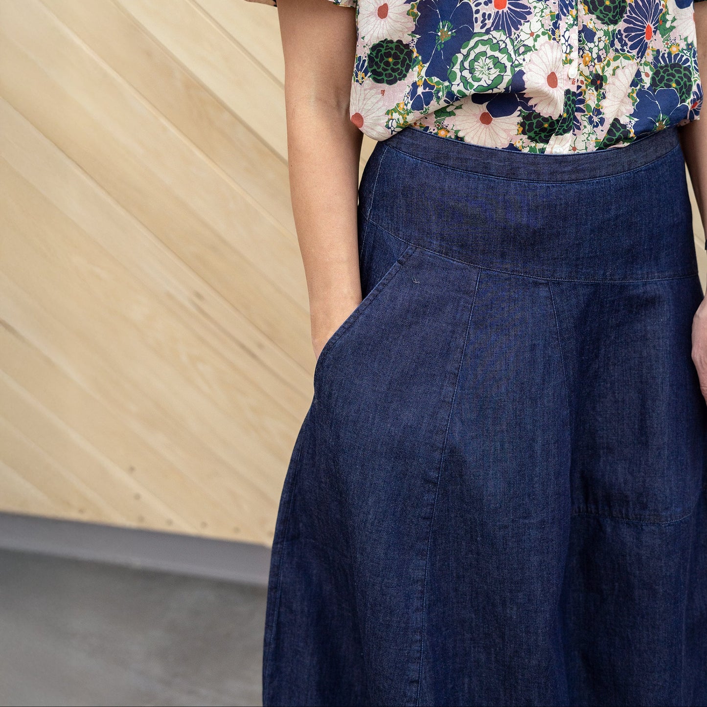 Asymmetrical Balloon Skirt in Indigo