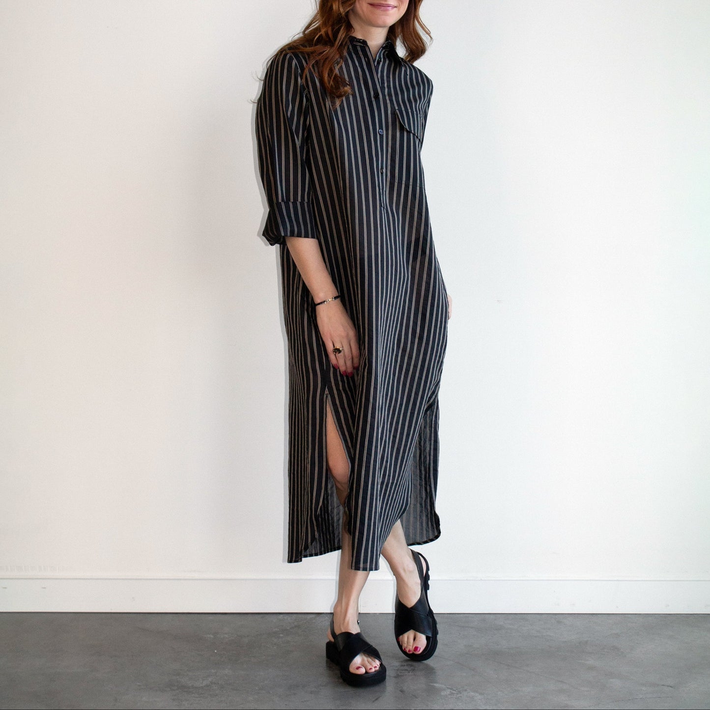 Dua Dress in Black Stripe