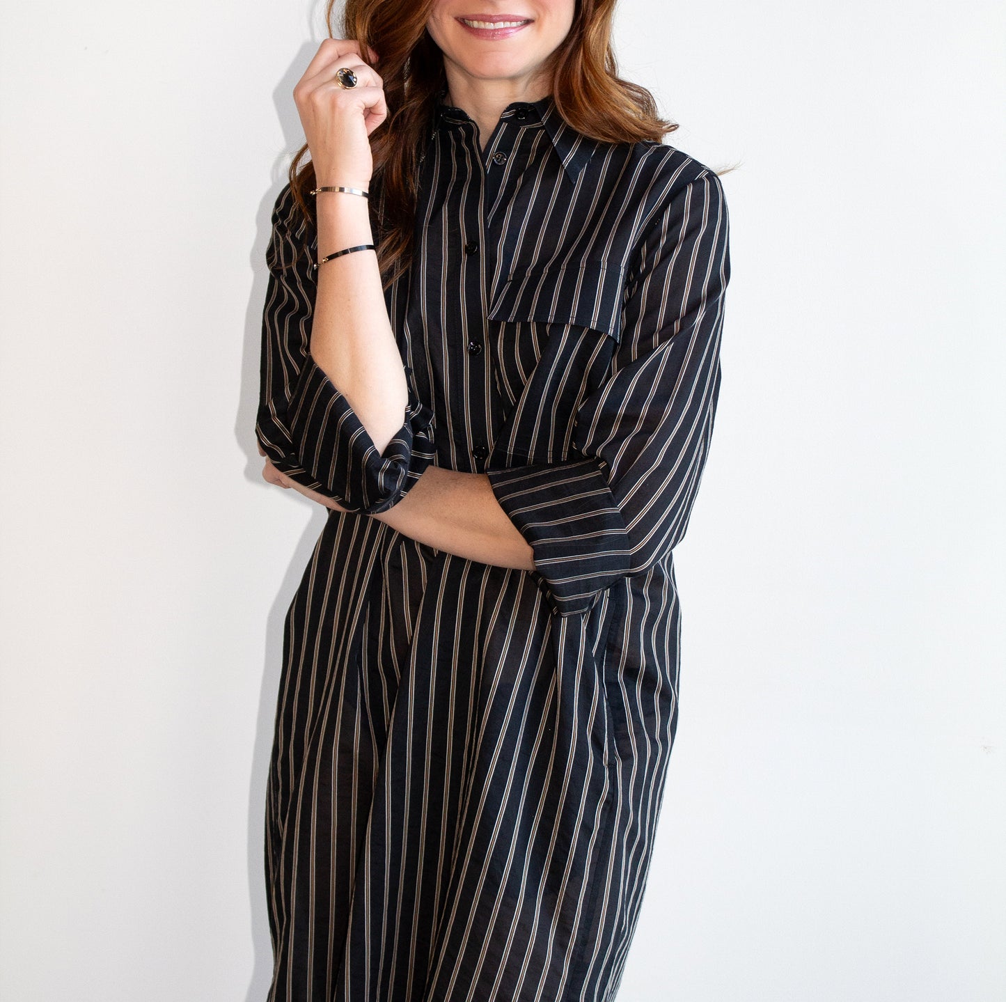 Dua Dress in Black Stripe