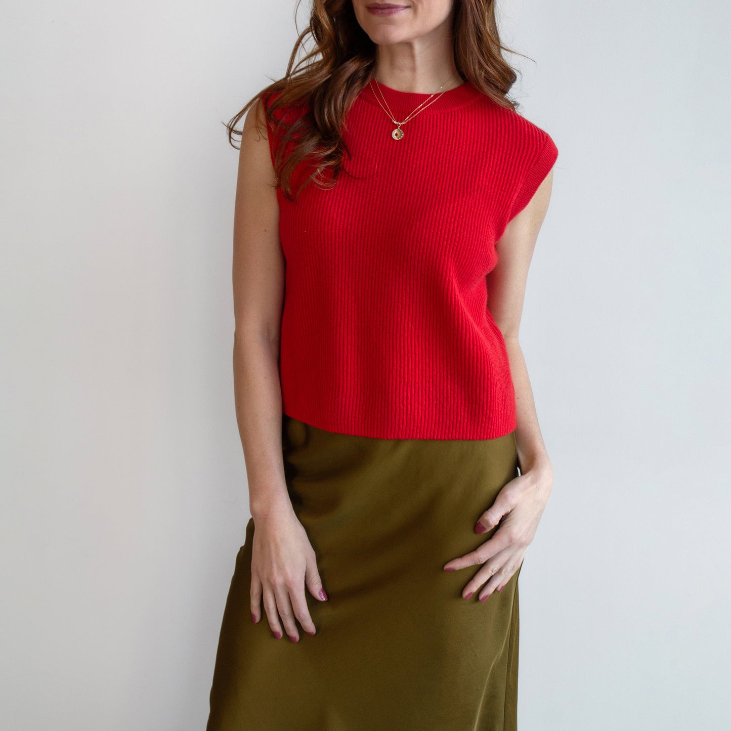 Janine Cashmere Shell in Scarlet
