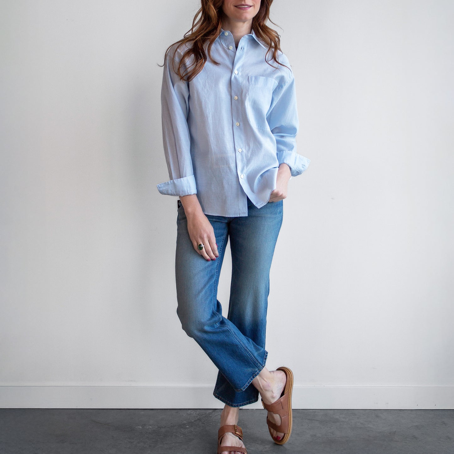 Clea Button Up in Sax Blue