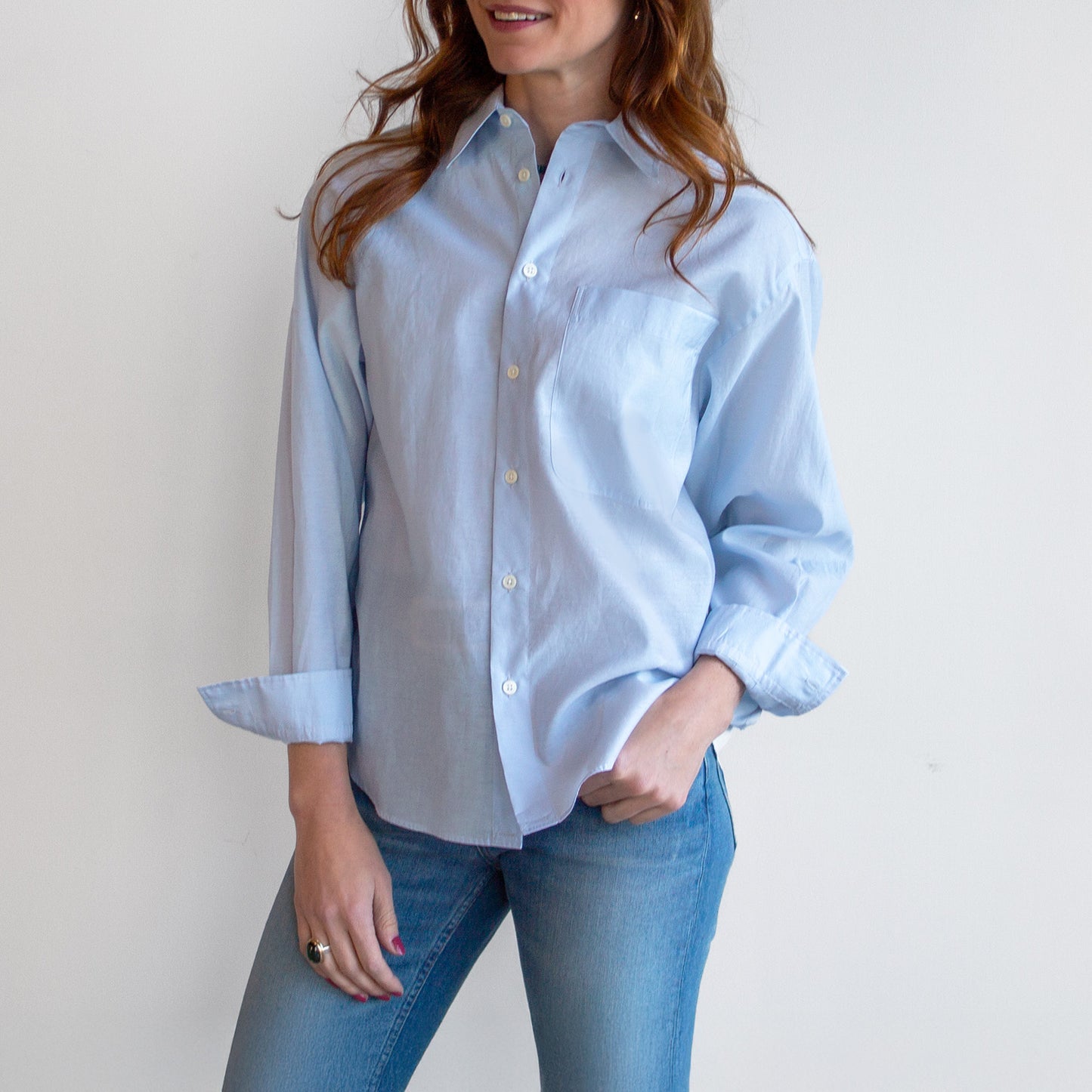 Clea Button Up in Sax Blue
