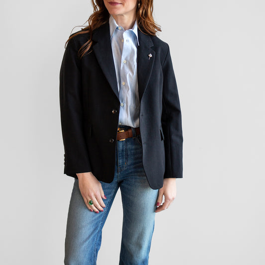 Horizon Double Satin Blazer in Black