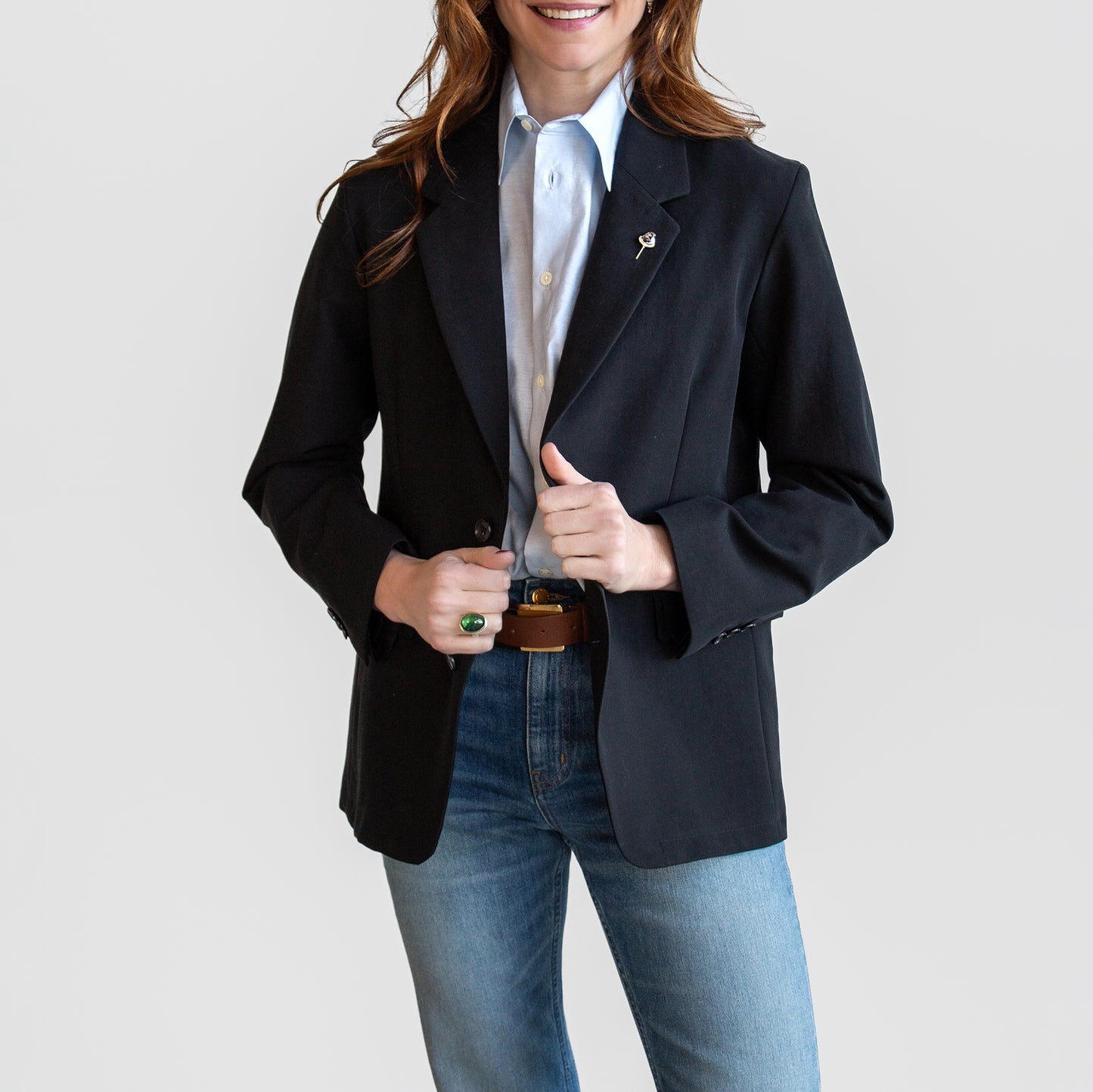 Horizon Double Satin Blazer in Black
