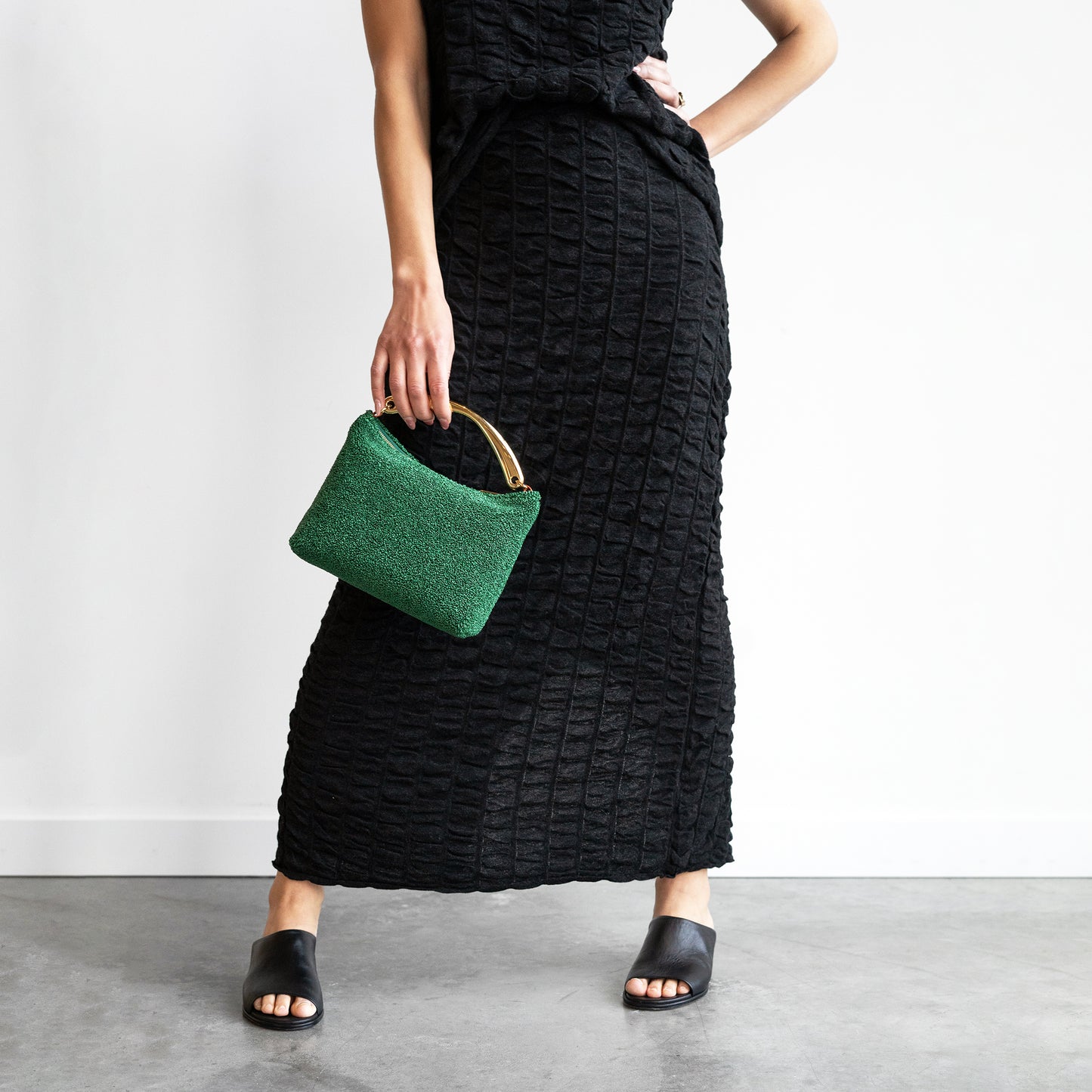 Ruche Skirt in Black Melange