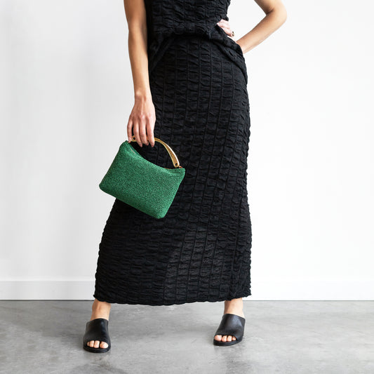 Ruche Skirt in Black Melange