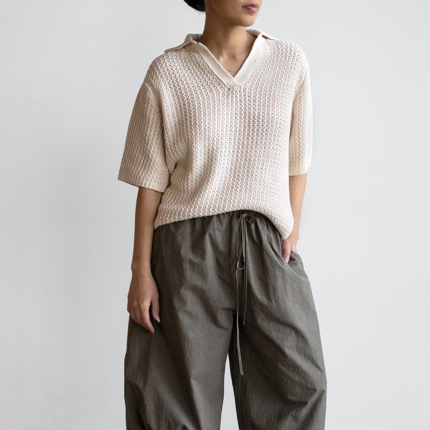 Rack Polo Pullover in Ivory
