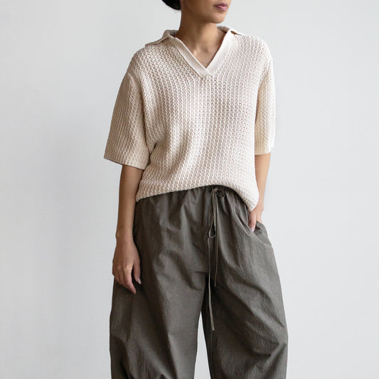 Rack Polo Pullover in Ivory