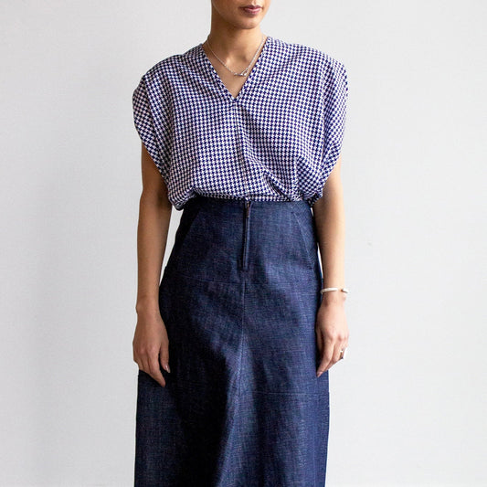 Ina Houndstooth Tank in Blue