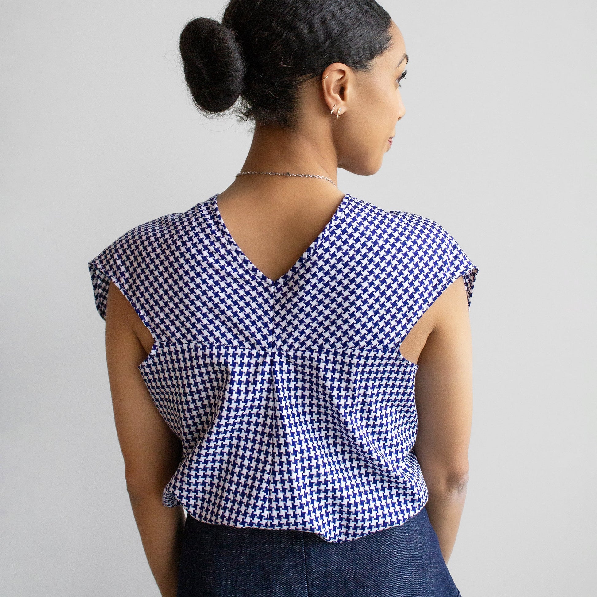 Ina Houndstooth Tank in Blue