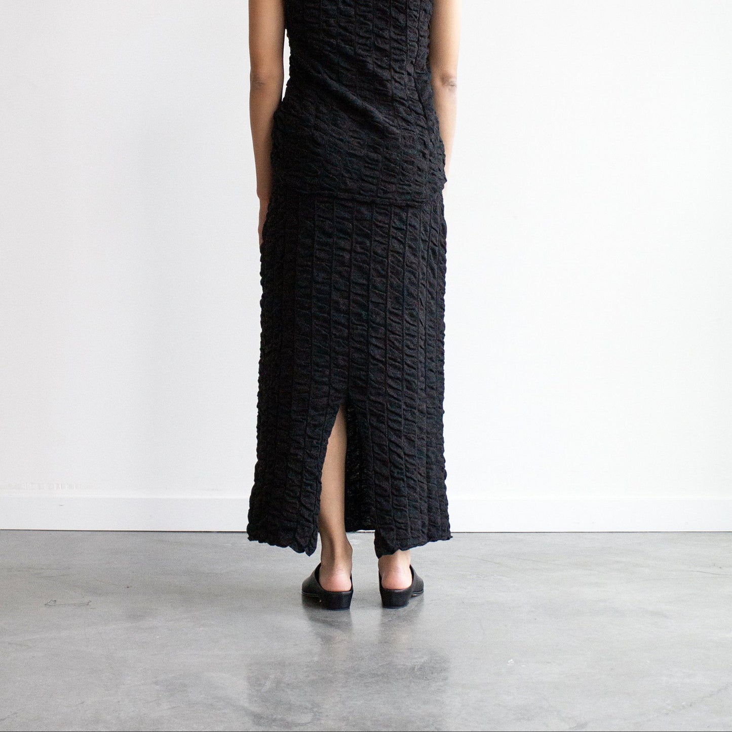 Ruche Skirt in Black Melange
