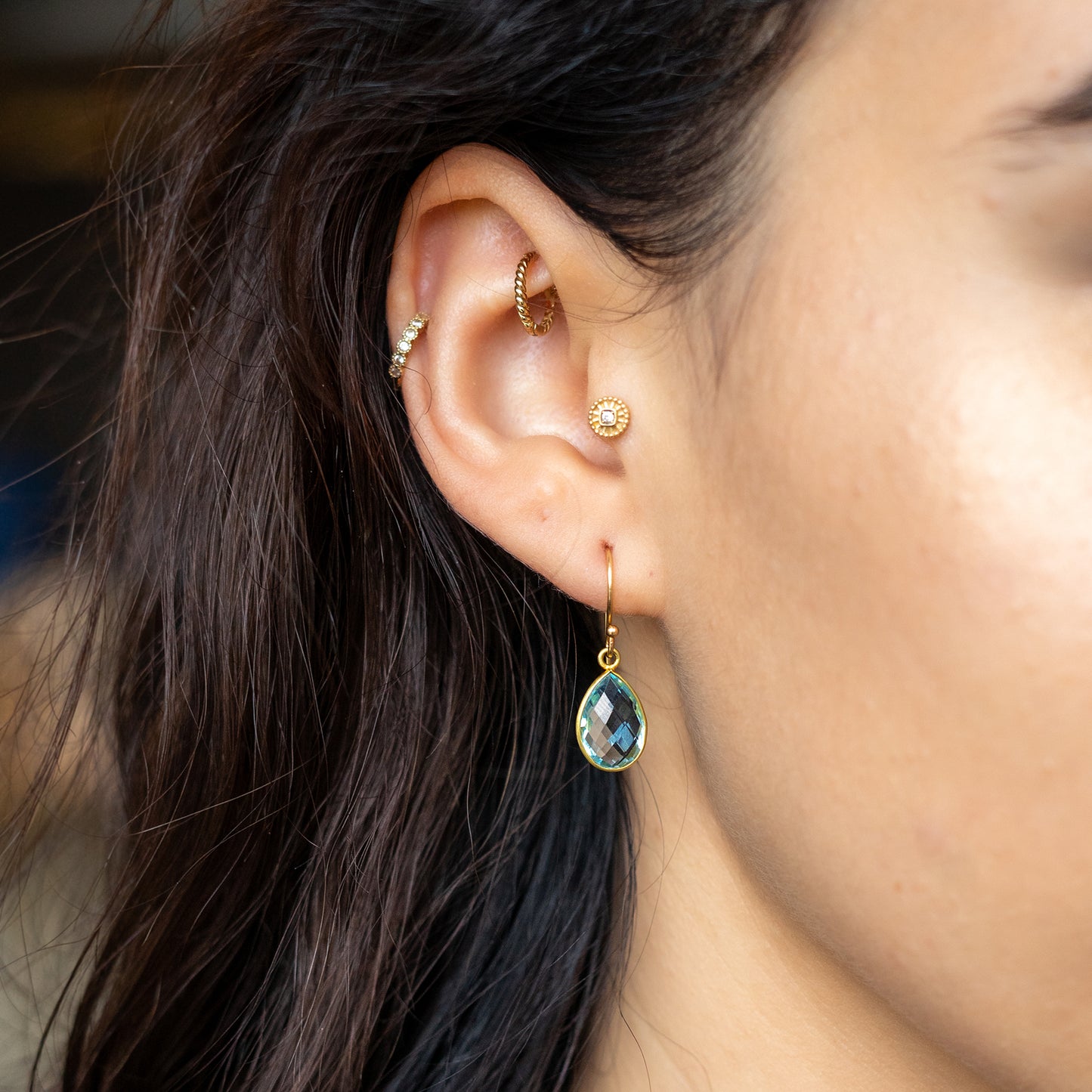 Blue Topaz Teardrop Earrings