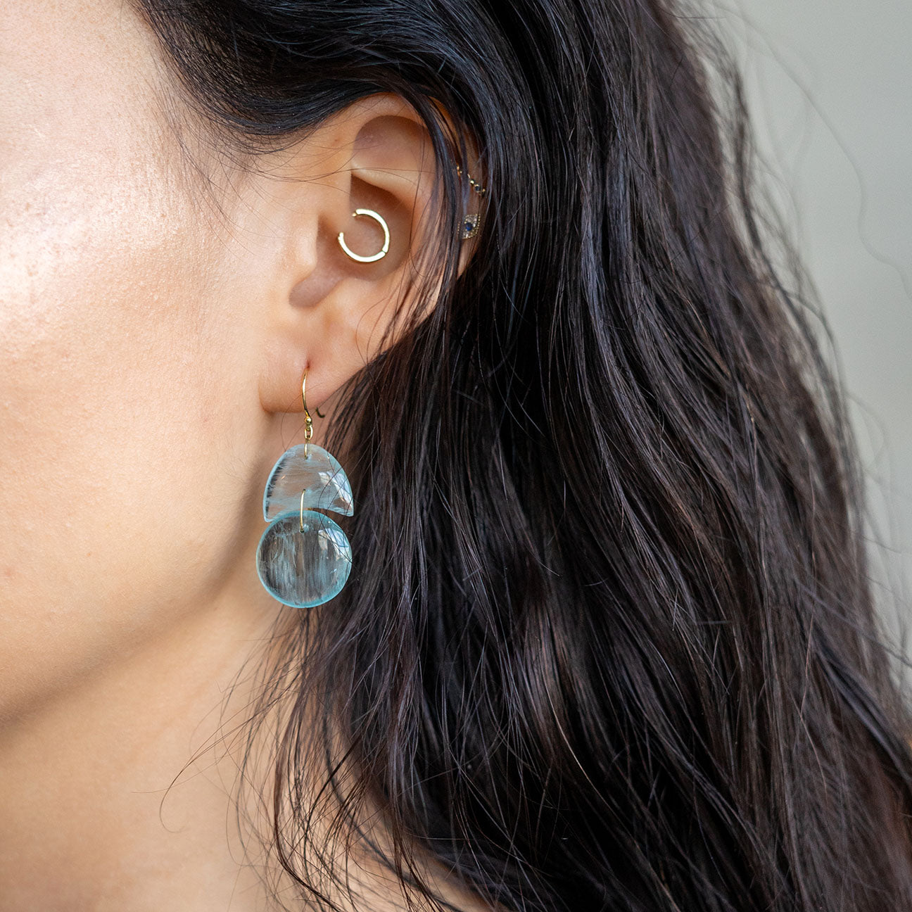 Tiny Arp Earrings in Aquamarine