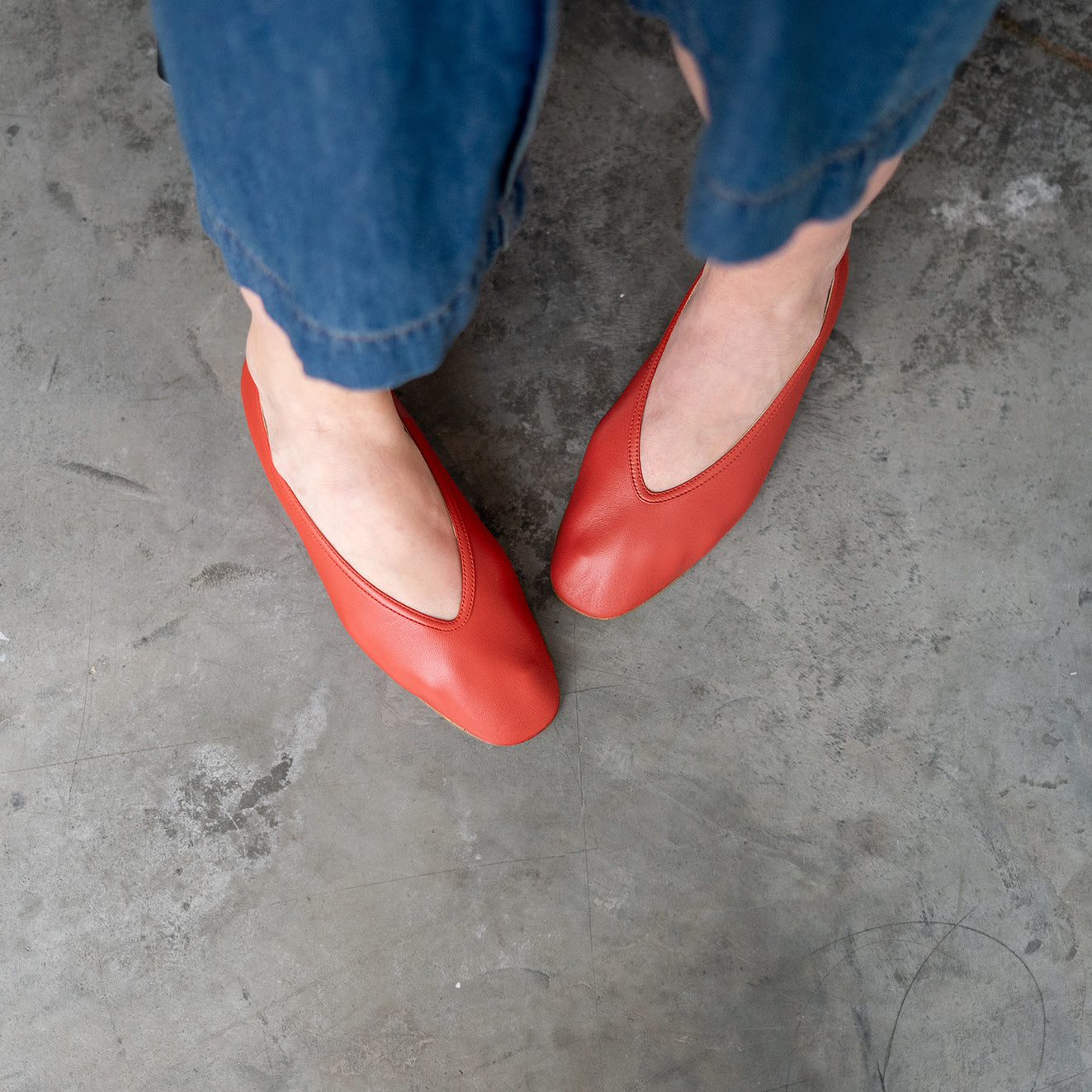Luna Leather Slipper in Blood Orange