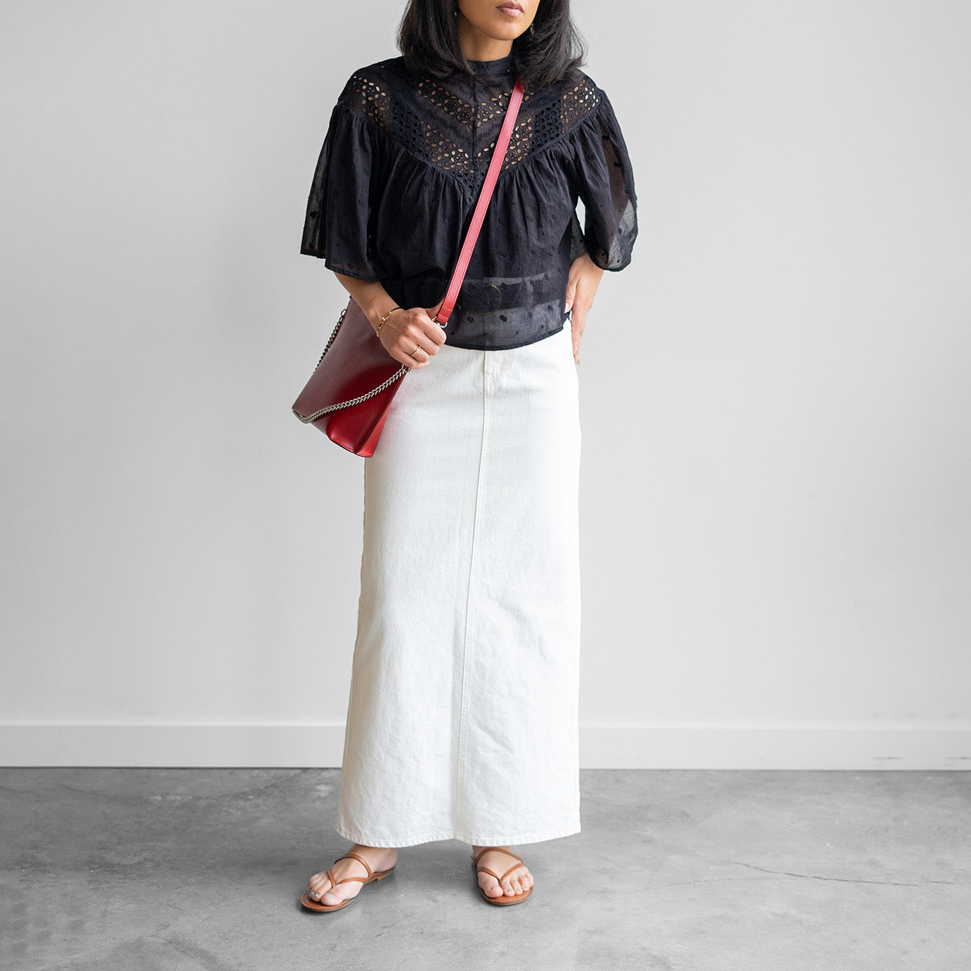 Ozzy Denim Skirt in Cream