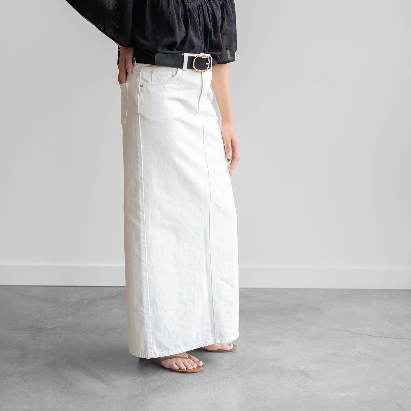 Ozzy Denim Skirt in Cream