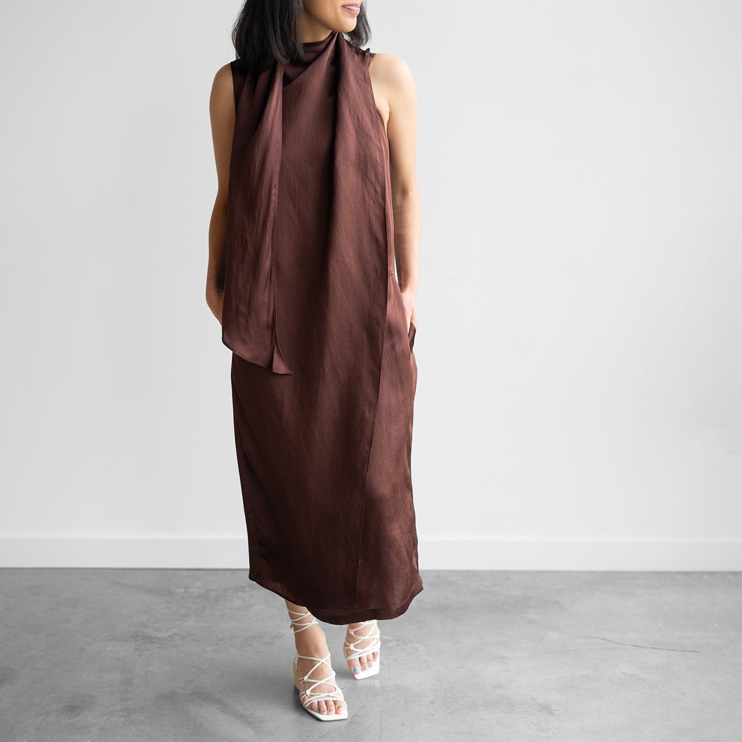 Dera Sleeveless Dress In Mahogany