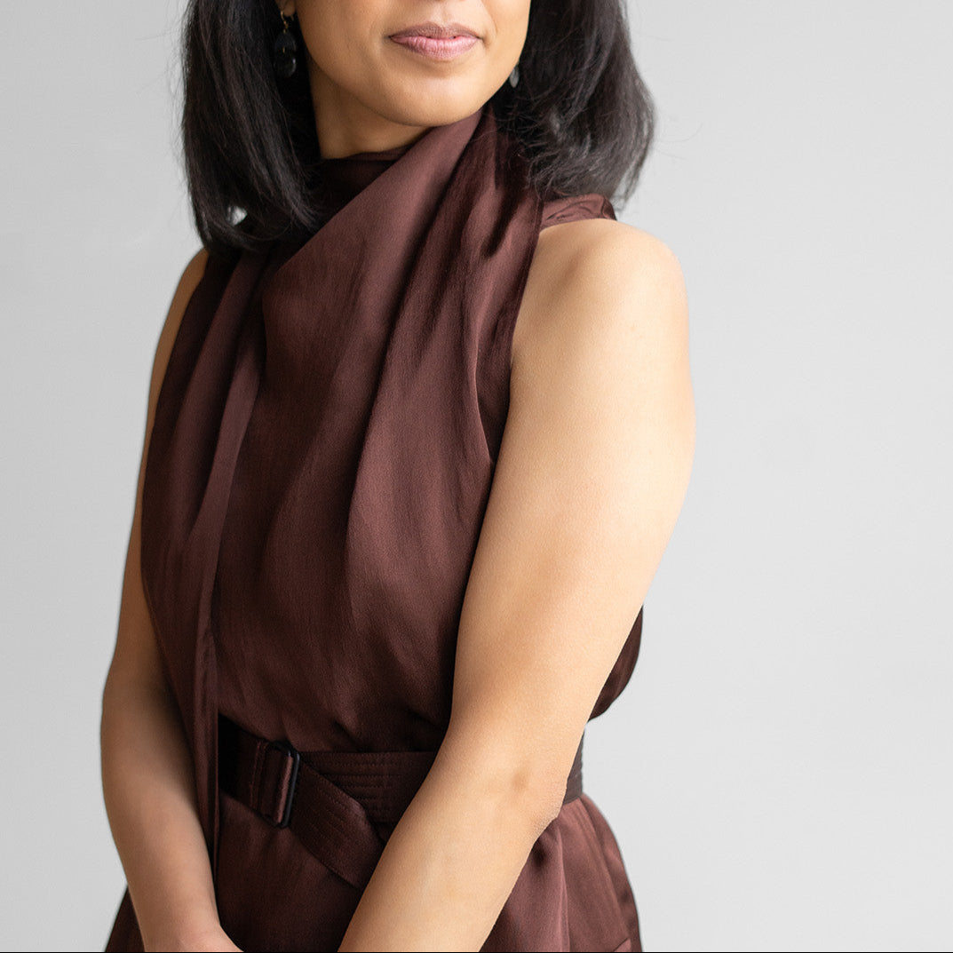 Dera Sleeveless Dress In Mahogany