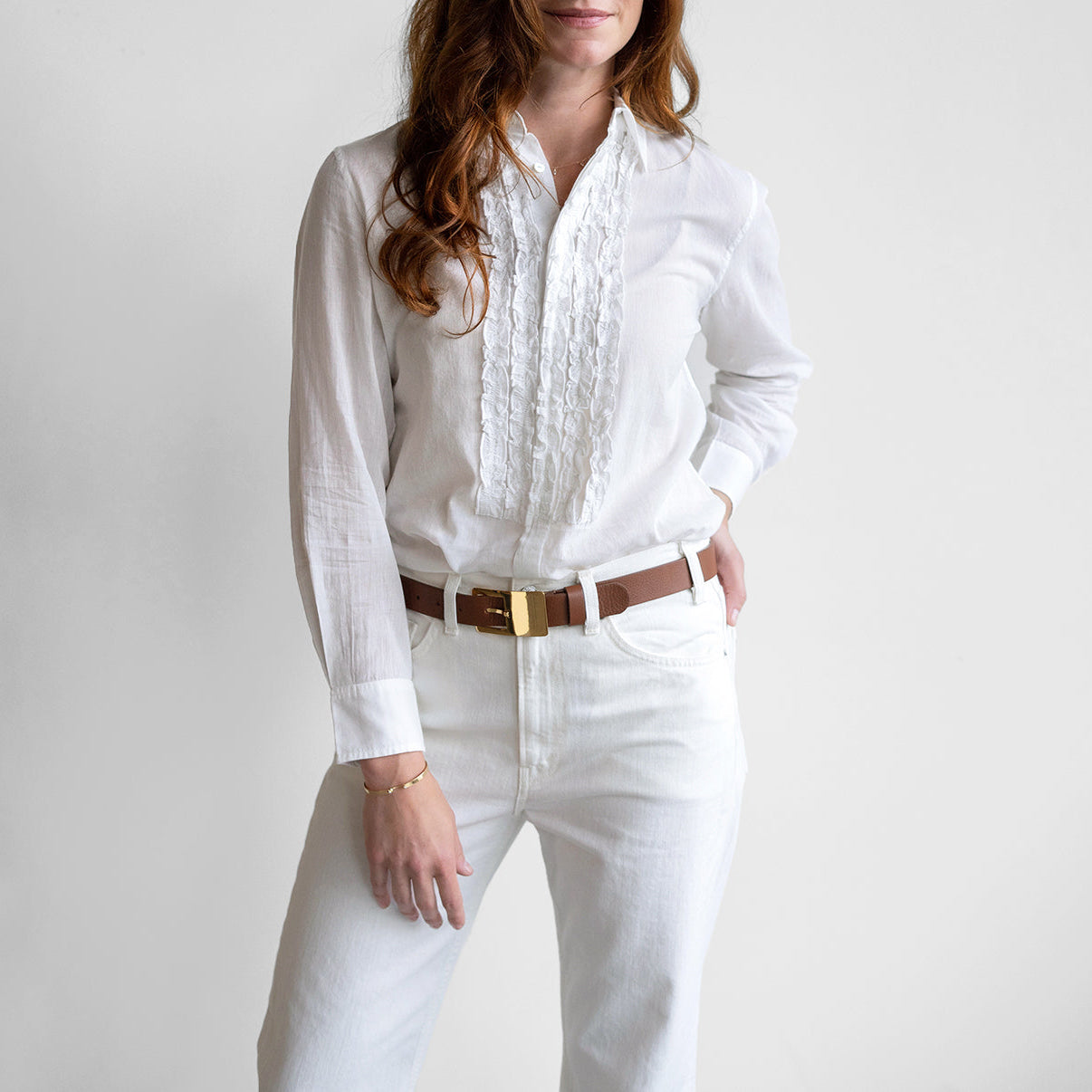 Nathael Ruffle Shirt in Ivory