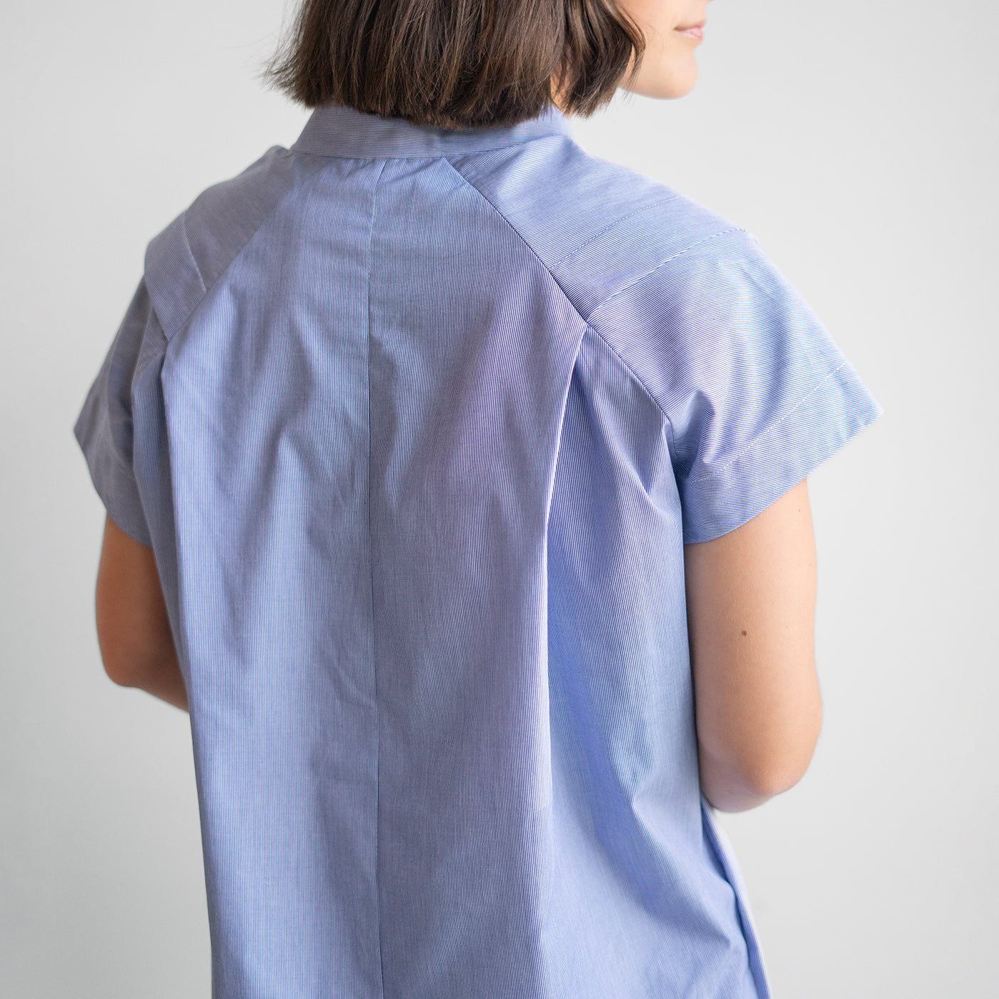 Pleat Circle Dress in Blue & White