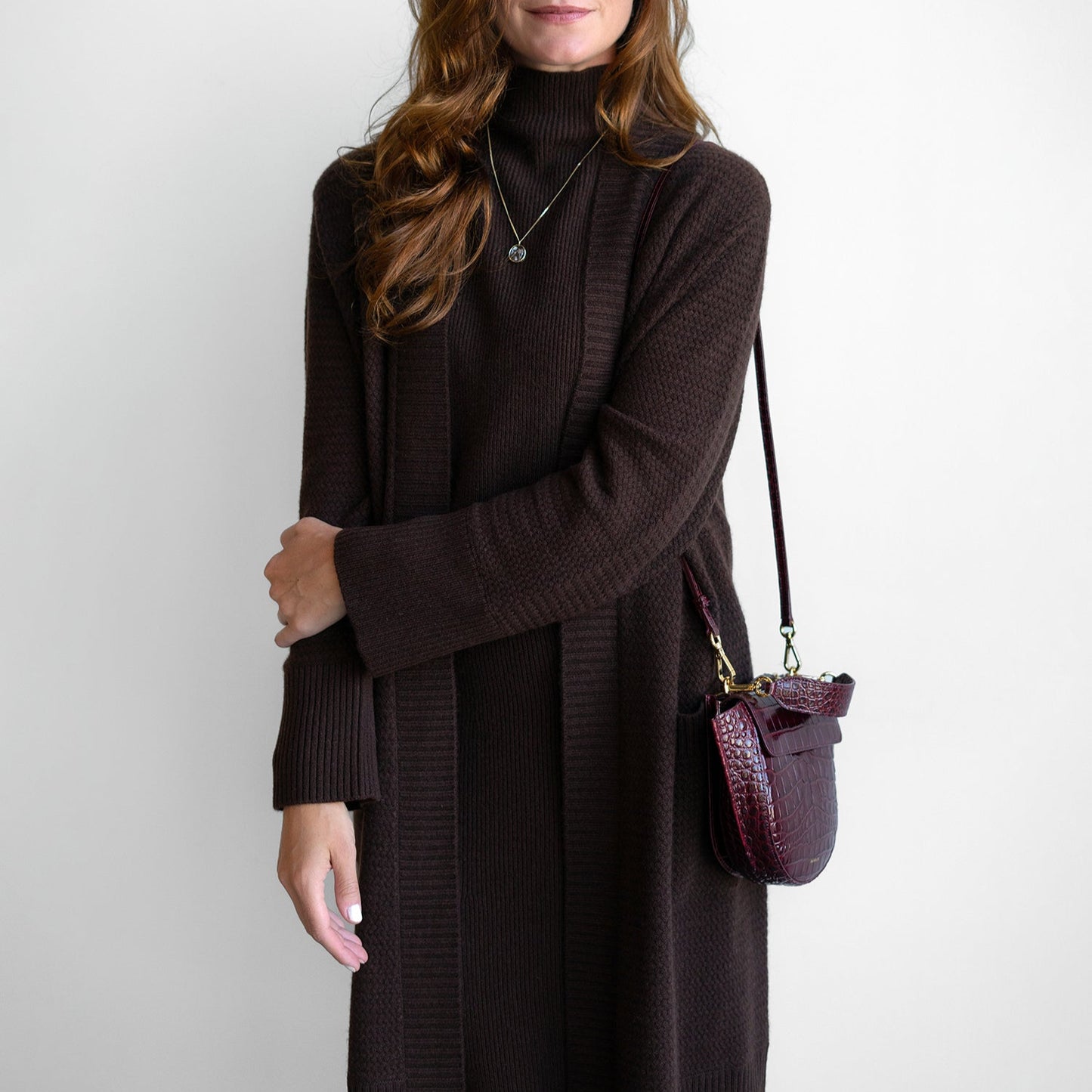 Textured Duster in Chocolate Brown