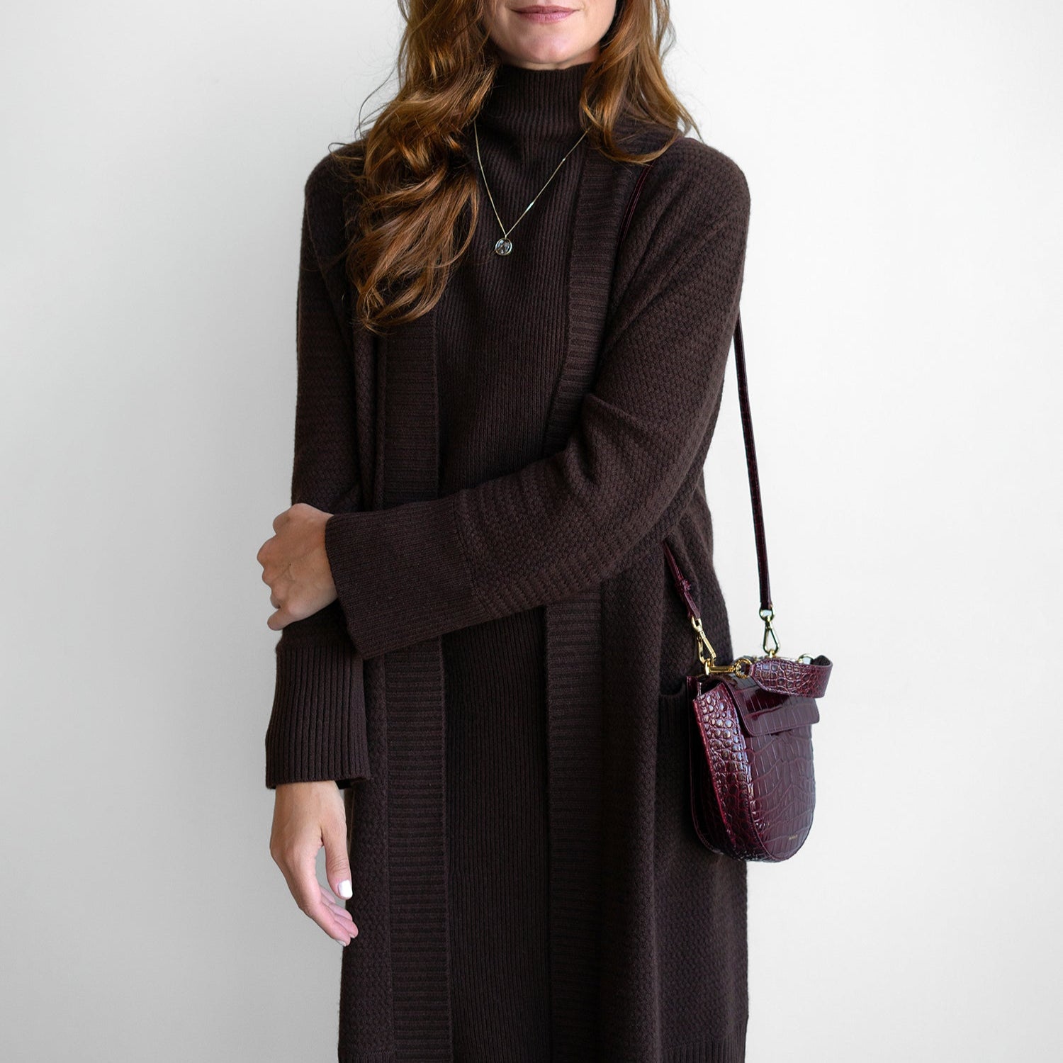 Textured Duster in Chocolate Brown