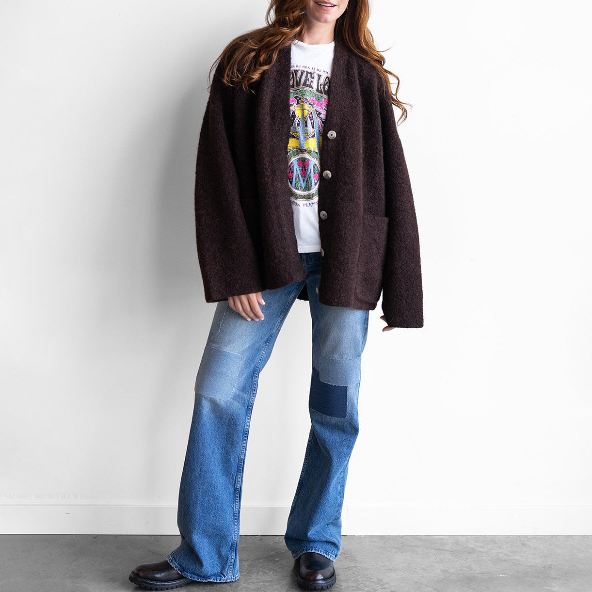 Double Face Cardigan in Merlot