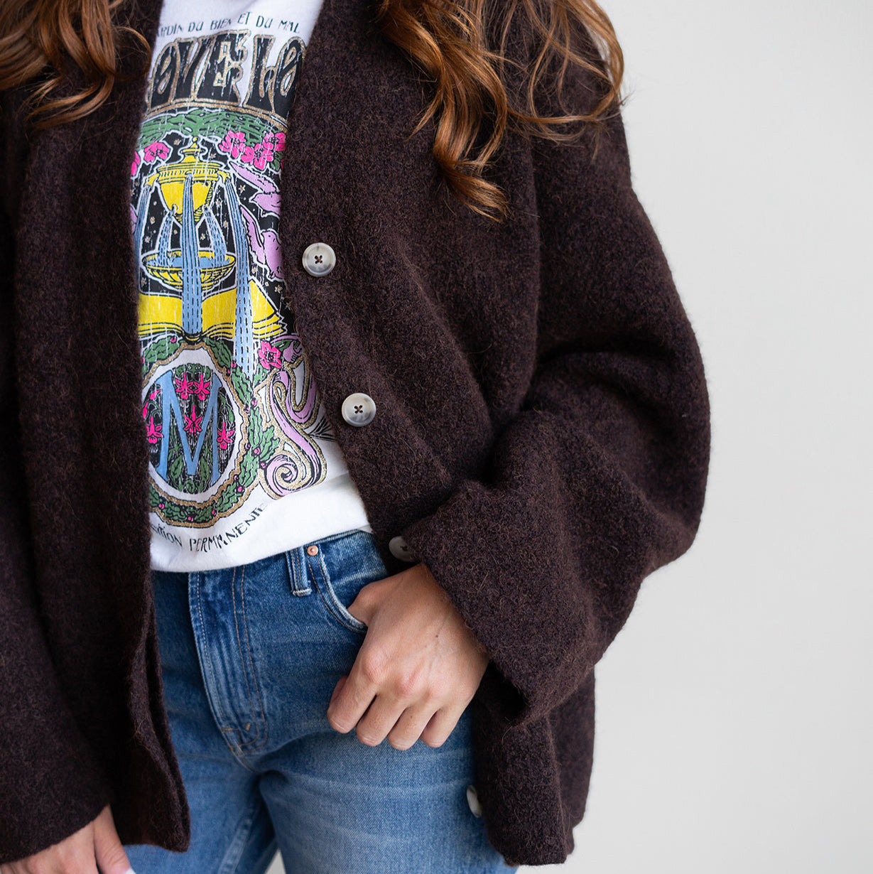 Double Face Cardigan in Merlot