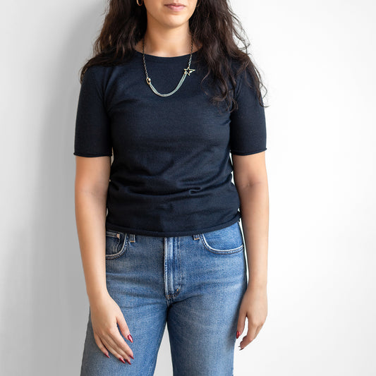 Ari Fine Knit Tee in Navy