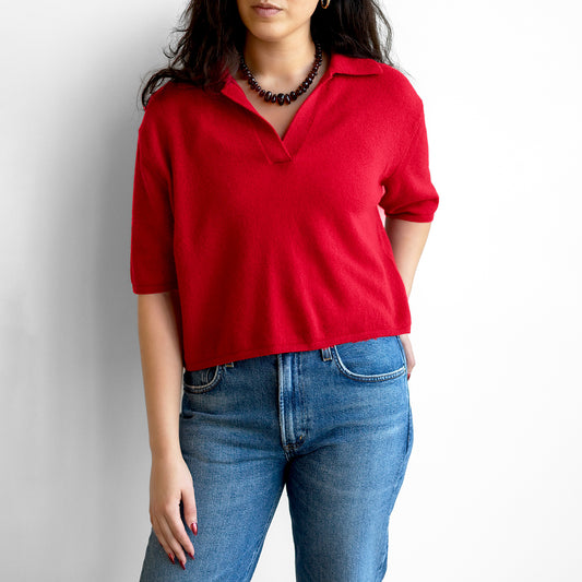 Neela Polo Tee in Goji Berry