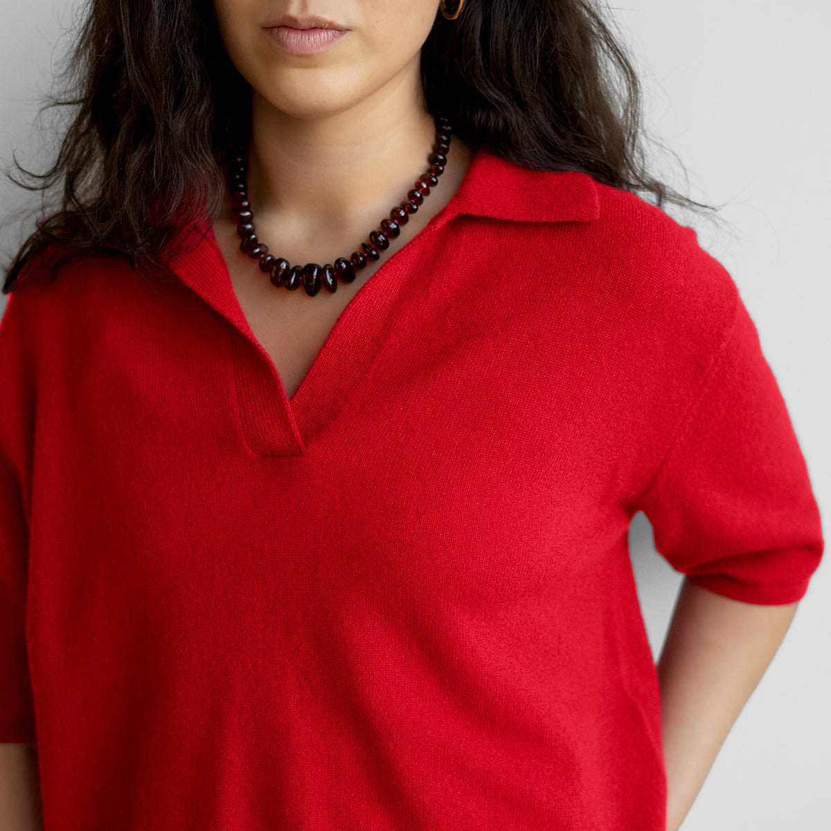 Neela Polo Tee in Goji Berry